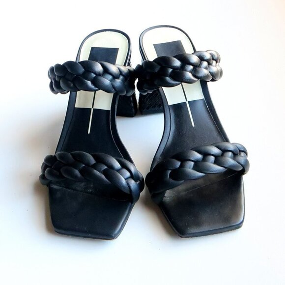 Dolce Vita Paily Heels Stella Black Block Heel Square Toe Mule Sandals Size 7 - Picture 13 of 16